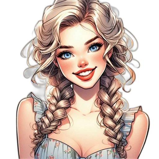 dress, face, fantasy art, cartoon transparent PNG cut-out