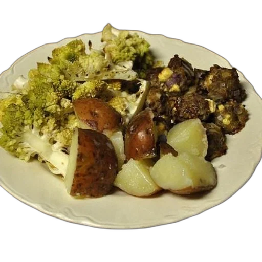 food, plate, potatoes, broccoli transparent PNG cut-out