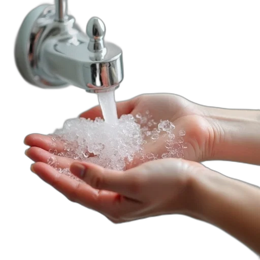 3d render, snow, hand, washing transparent PNG cut-out
