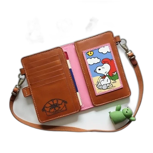 brown, leather, wallet, cartoon transparent PNG cut-out