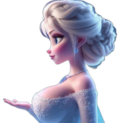 dress, crown, face, 3d render transparent PNG cut-out