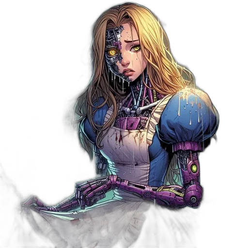 comic book art, concept art, fantasy art, cyberpunk transparent PNG cut-out