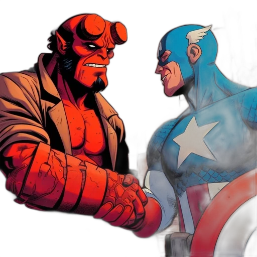 comic book art, concept art, two, characters transparent PNG cut-out