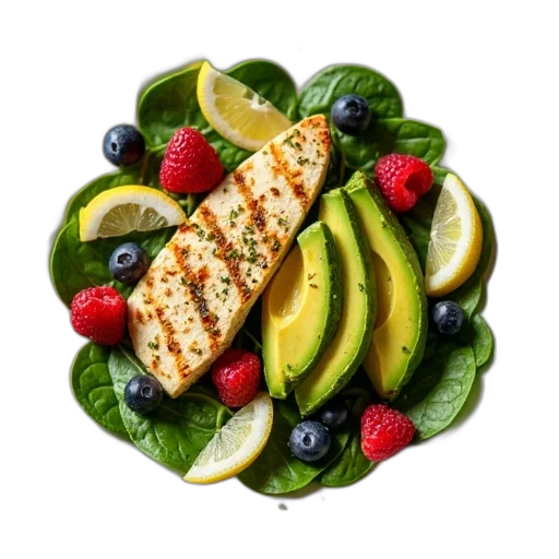 food, plate, avocado, chicken transparent PNG cut-out