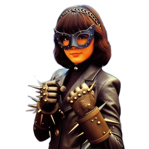 mask, jacket, staff, weapon transparent PNG cut-out