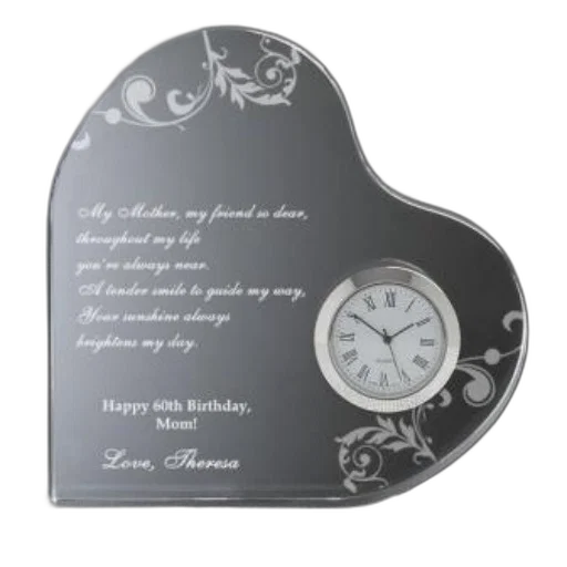 heart-shaped, glass, clock, poem transparent PNG cut-out