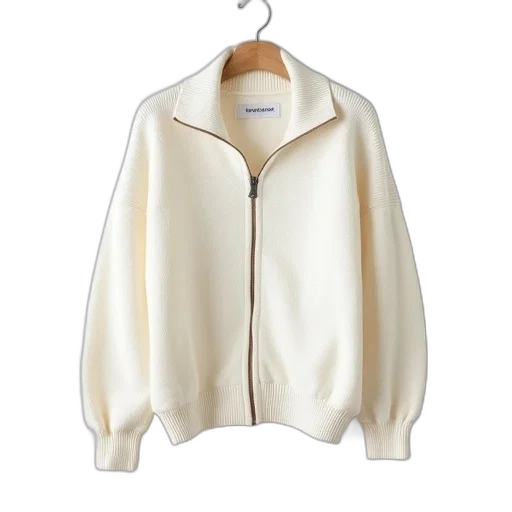 jacket, white, oversized, knitted transparent PNG cut-out