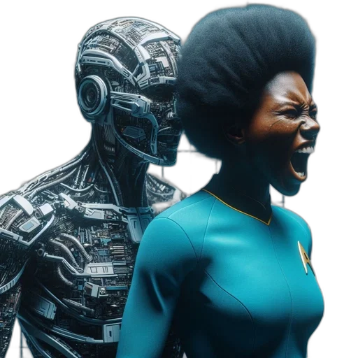 robot, dress, face, concept art transparent PNG cut-out