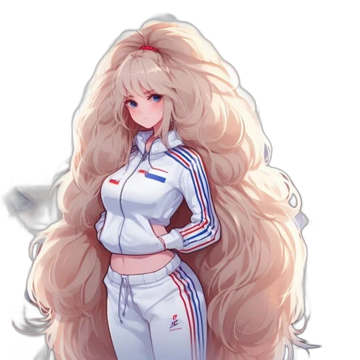 hair, dress, jacket, staff transparent PNG cut-out