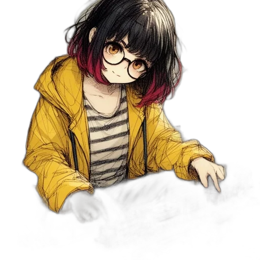 jacket, hair, face, creature transparent PNG cut-out