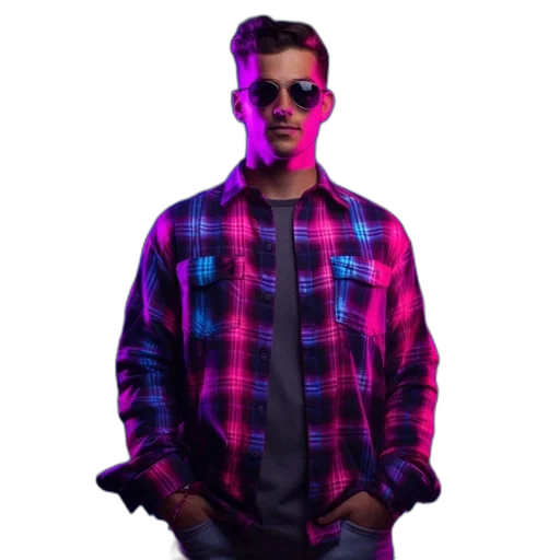 jacket, face, vaporwave, cyberpunk transparent PNG cut-out