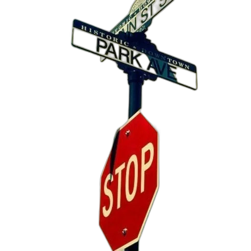 photorealistic, city street, stop, sign transparent PNG cut-out