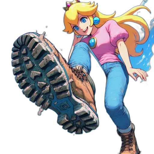 weapon, shoes, hair, staff transparent PNG cut-out