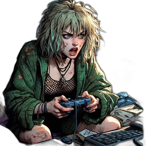 cyberpunk, comic book art, concept art, pixel art transparent PNG cut-out