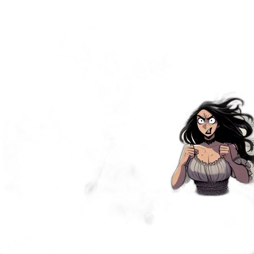 mask, hair, dress, comic book art transparent PNG cut-out