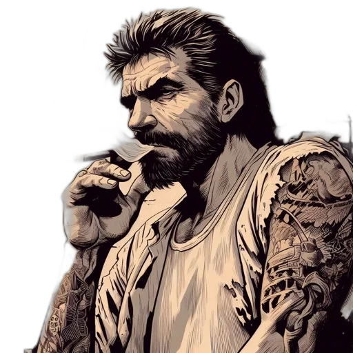 face, comic book art, concept art, fantasy art transparent PNG cut-out