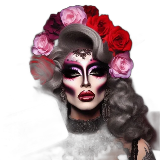 crown, mask, face, flower transparent PNG cut-out
