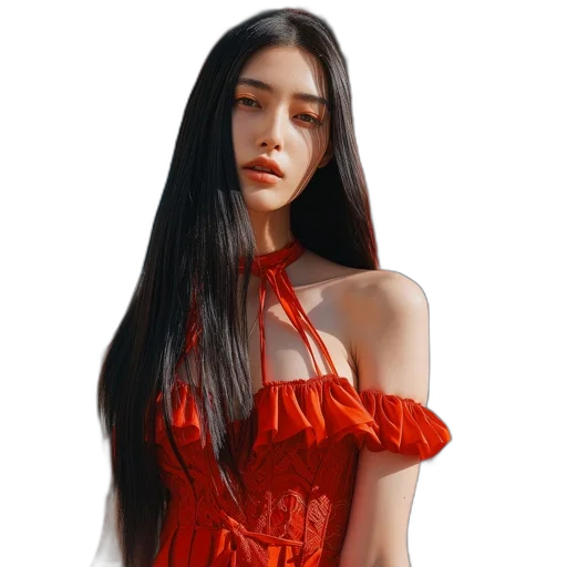 dress, hair, jewelry, face transparent PNG cut-out
