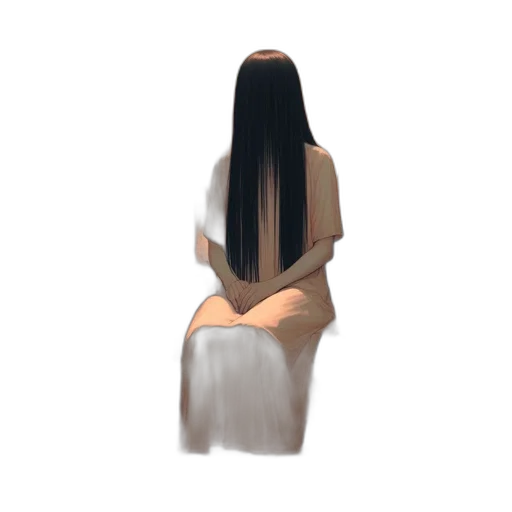 hair, dress, creature, staff transparent PNG cut-out