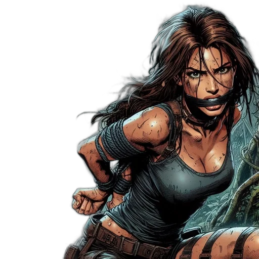 comic book art, concept art, woman, distress transparent PNG cut-out