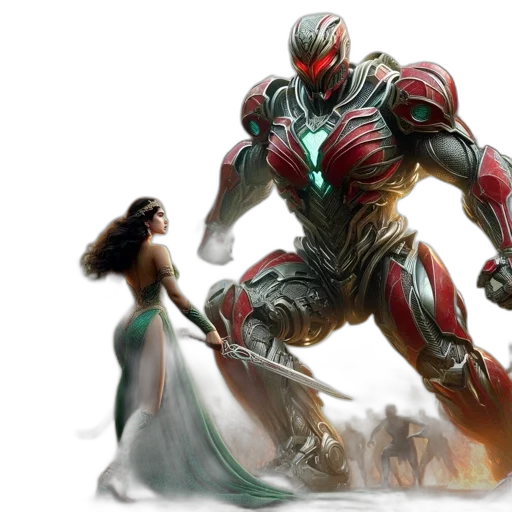 robot, concept art, comic book art, fantasy art transparent PNG cut-out