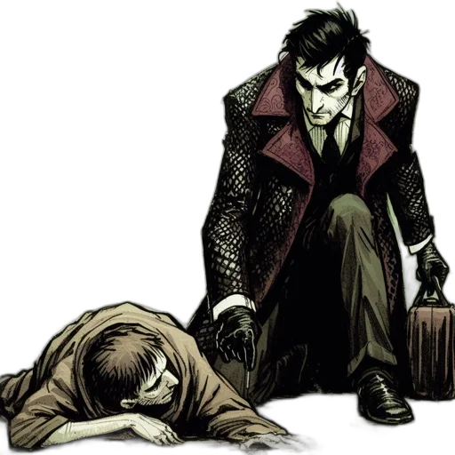 comic book art, concept art, man, dark transparent PNG cut-out