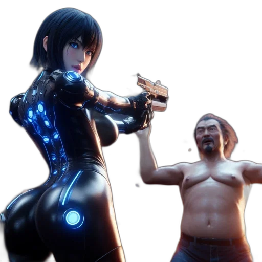 robot, cyberpunk, concept art, 3d render transparent PNG cut-out