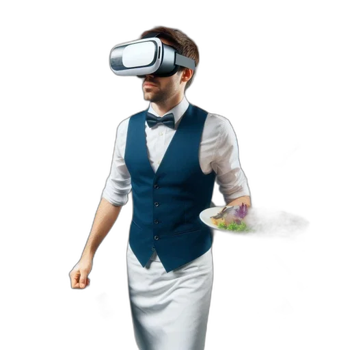 concept art, 3d render, waiter, headset transparent PNG cut-out