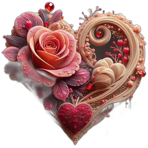 jewelry, flower, photorealistic, 3d render transparent PNG cut-out