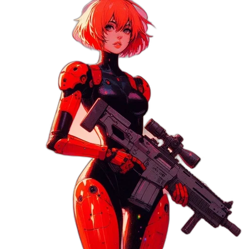robot, weapon, concept art, cyberpunk transparent PNG cut-out