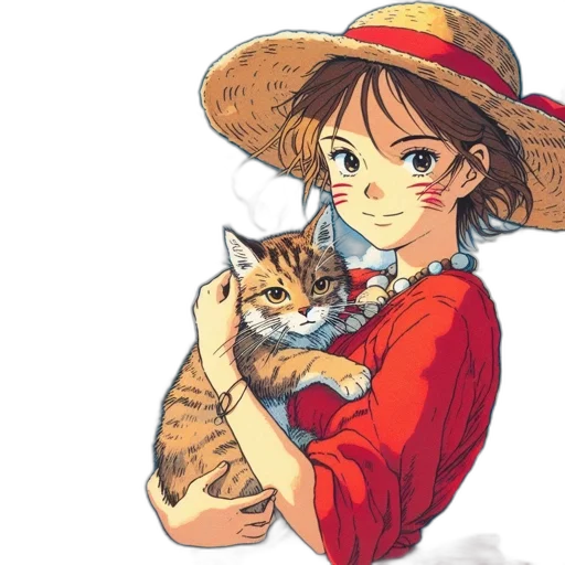 hat, animal, staff, anime transparent PNG cut-out
