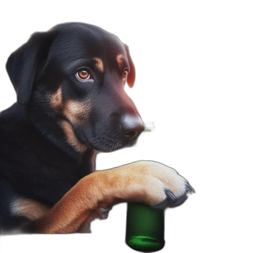 animal, bottle, staff, photorealistic transparent PNG cut-out