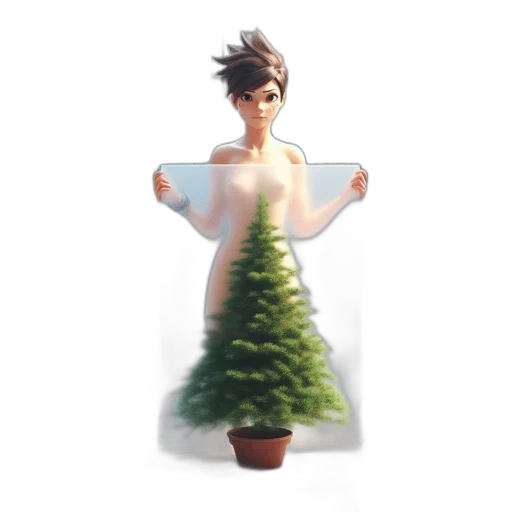 tree, dress, creature, staff transparent PNG cut-out