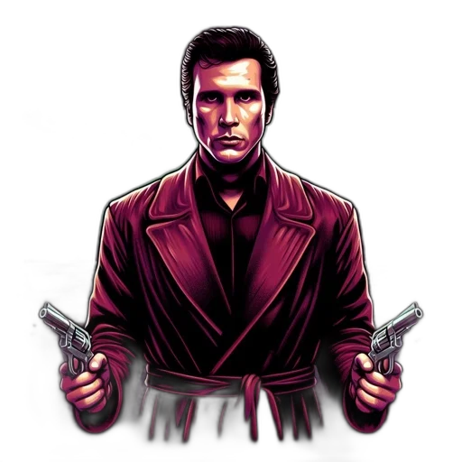 jacket, weapon, staff, comic book art transparent PNG cut-out