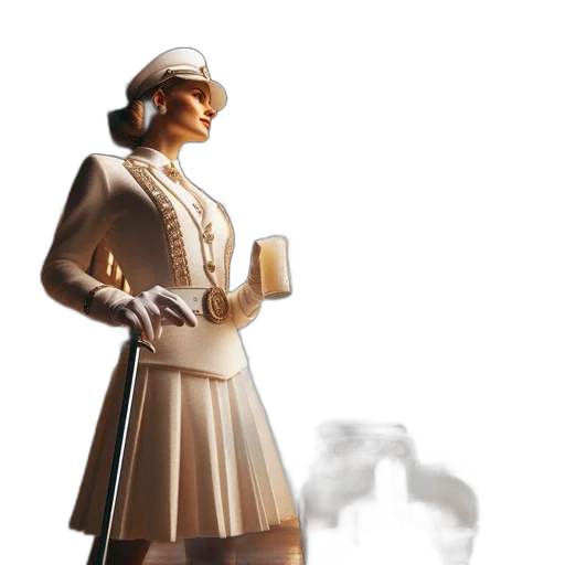 dress, staff, hat, 3d render transparent PNG cut-out