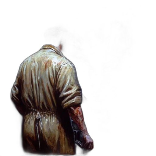 jacket, face, staff, creature transparent PNG cut-out