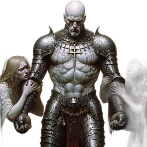 concept art, comic book art, fantasy art, monochrome transparent PNG cut-out