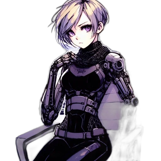 robot, jacket, weapon, staff transparent PNG cut-out