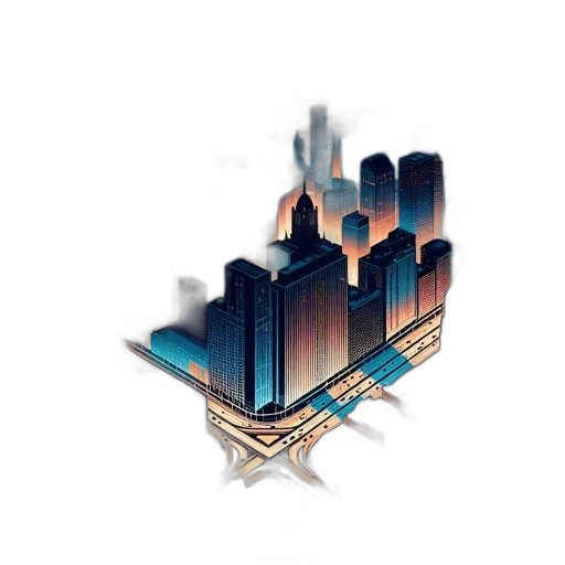 building, 3d render, concept art, pixel art transparent PNG cut-out