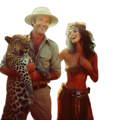 animal, fire, two, people transparent PNG cut-out