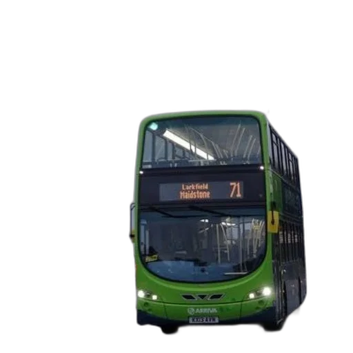 3d render, photorealistic, green, double-decker transparent PNG cut-out