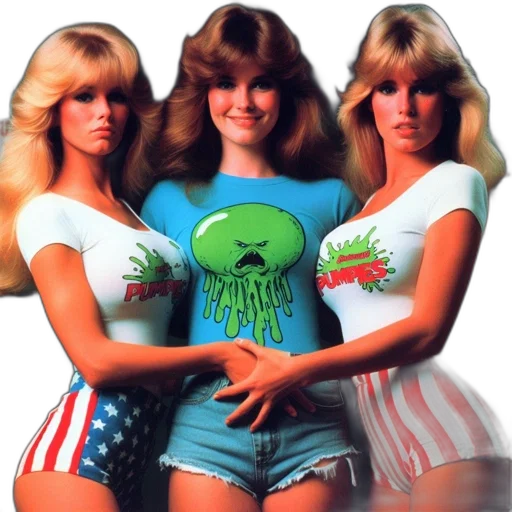 three, women, 1980s, pose transparent PNG cut-out