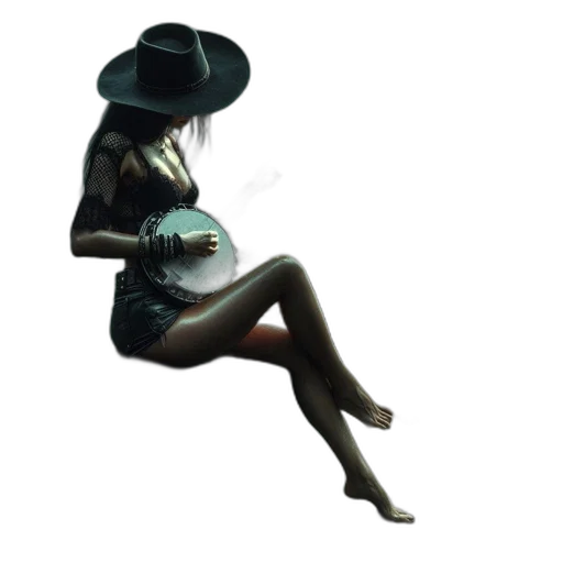 hat, dress, robot, staff transparent PNG cut-out