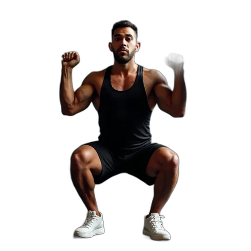 man, performing, squat, barbell transparent PNG cut-out
