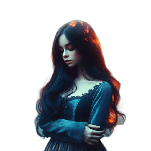 dress, crown, face, hair transparent PNG cut-out