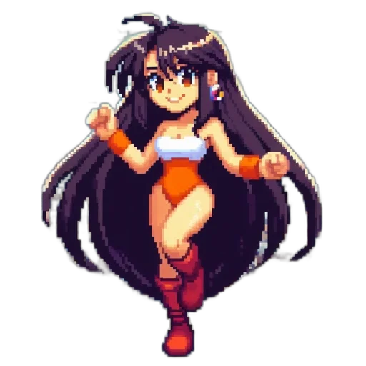 dress, staff, weapon, hair transparent PNG cut-out