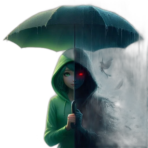 umbrella, jacket, mask, face transparent PNG cut-out