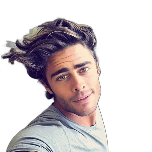 hair, face, photorealistic, cartoon transparent PNG cut-out
