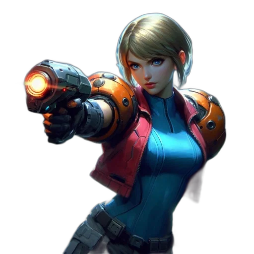 weapon, robot, jacket, staff transparent PNG cut-out
