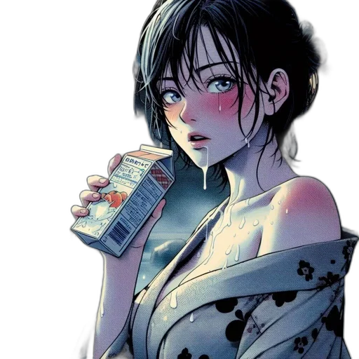 dress, bottle, jacket, comic book art transparent PNG cut-out